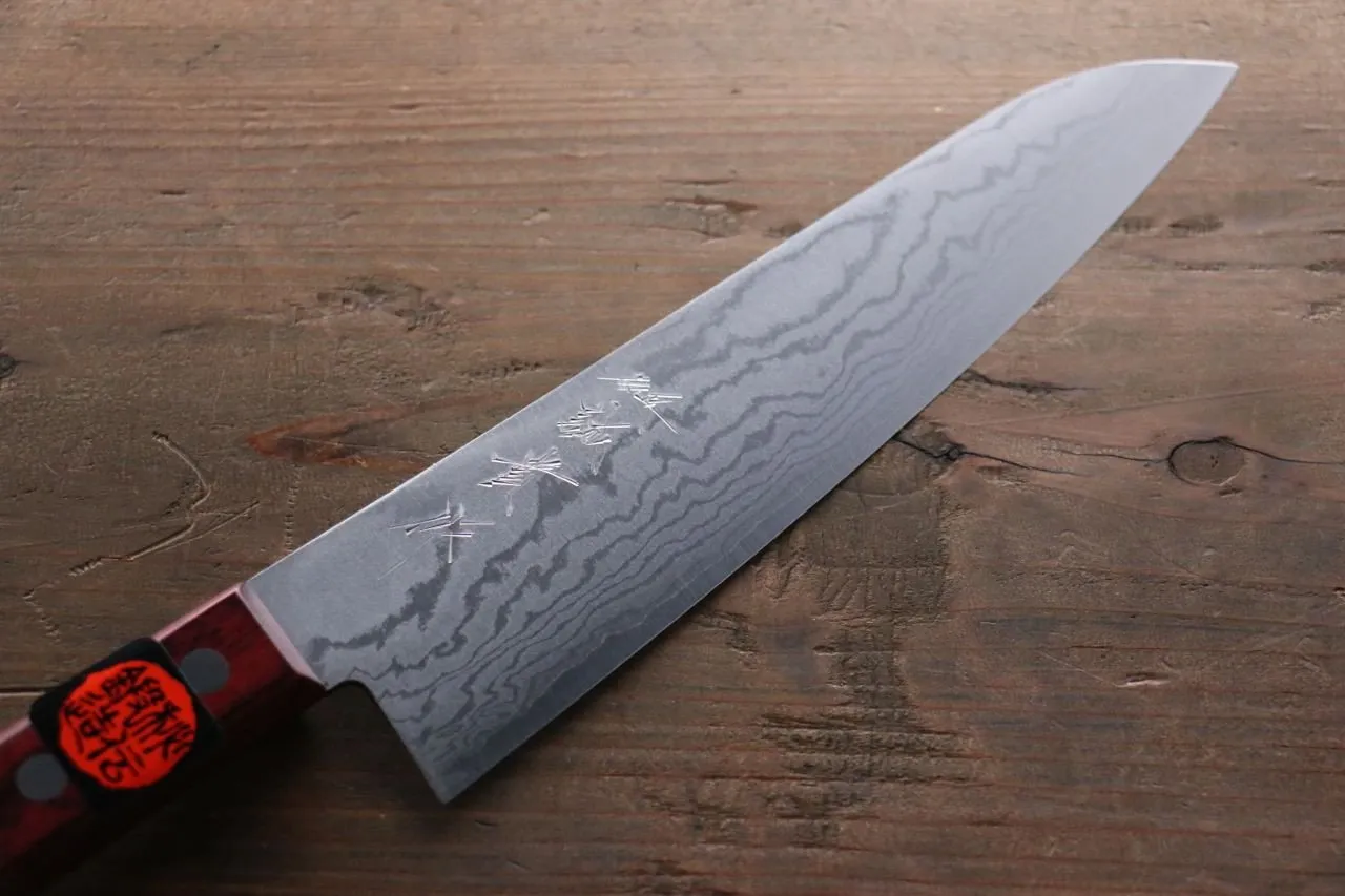 Shigeki Tanaka VG10 17 Layer Damascus Gyuto  210mm Red Pakka wood Handle