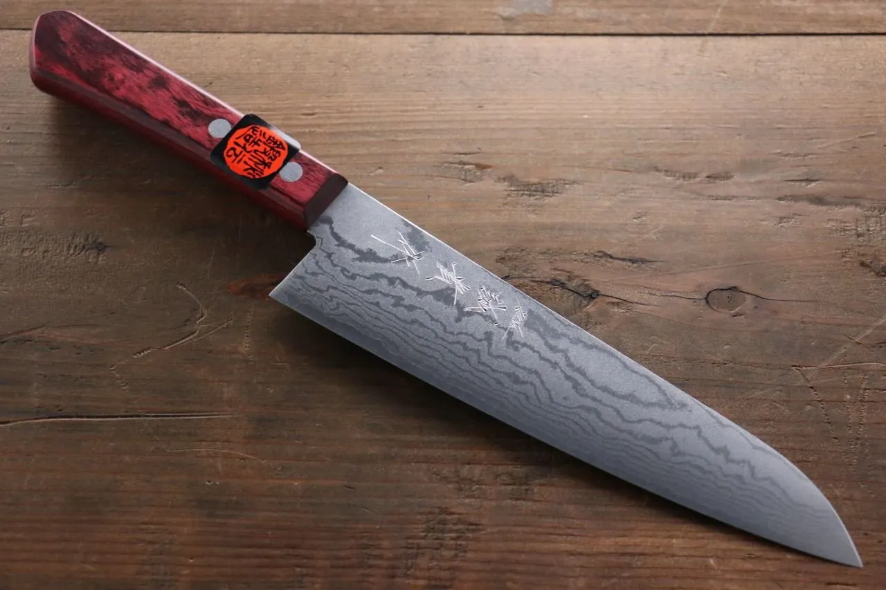 Shigeki Tanaka VG10 17 Layer Damascus Gyuto  210mm Red Pakka wood Handle