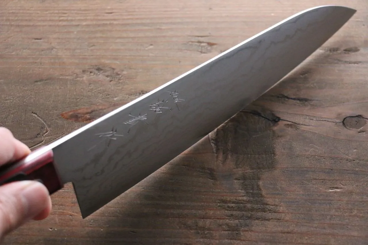 Shigeki Tanaka VG10 17 Layer Damascus Gyuto  210mm Red Pakka wood Handle