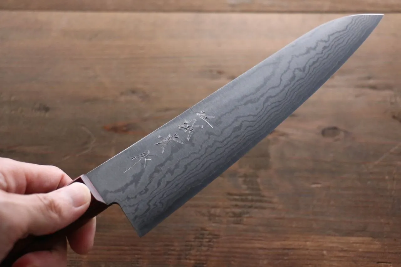 Shigeki Tanaka VG10 17 Layer Damascus Gyuto  210mm Red Pakka wood Handle