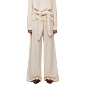 Silk Wool Wide-leg Pants in White