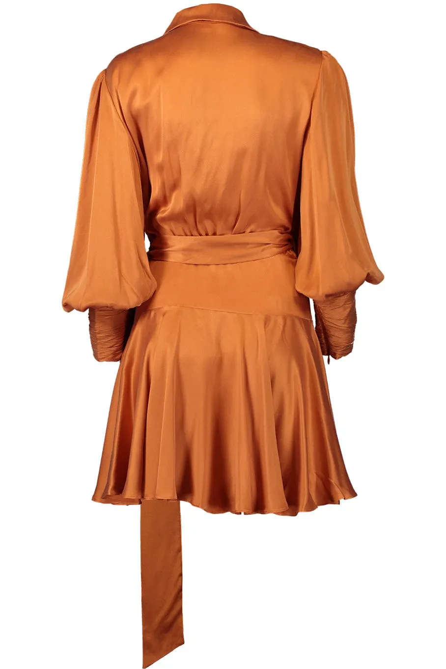 Silk Wrap Mini Dress - Tangerine