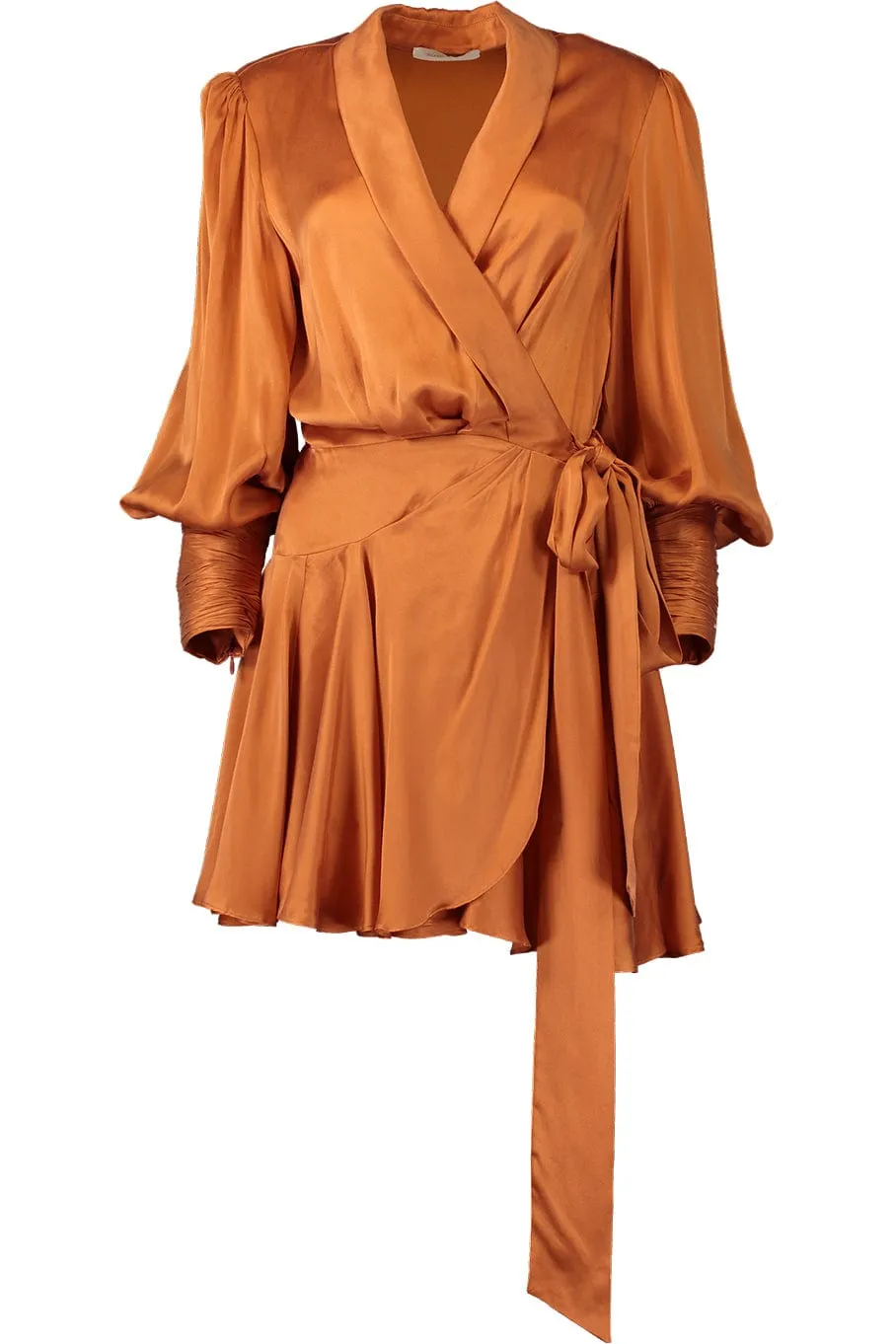 Silk Wrap Mini Dress - Tangerine