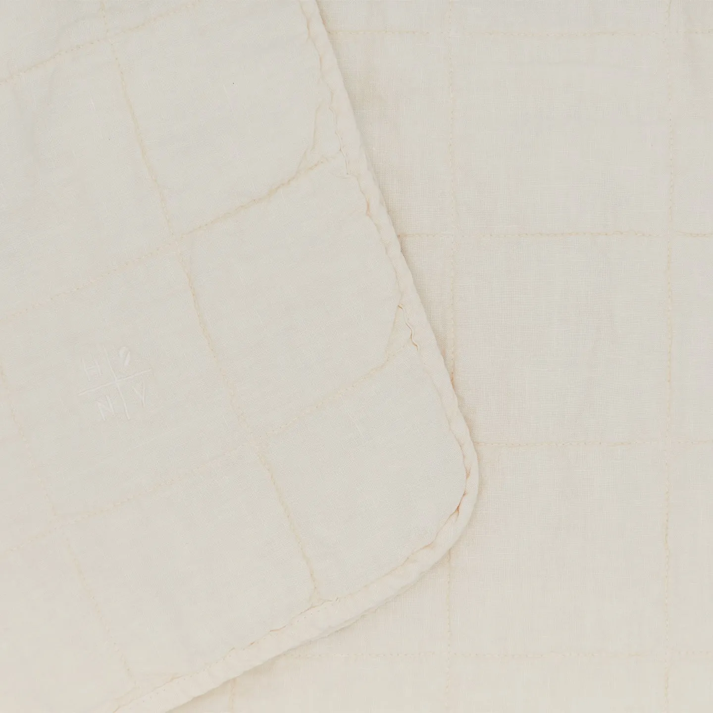 Simple Linen Quilted Throw - Ivory