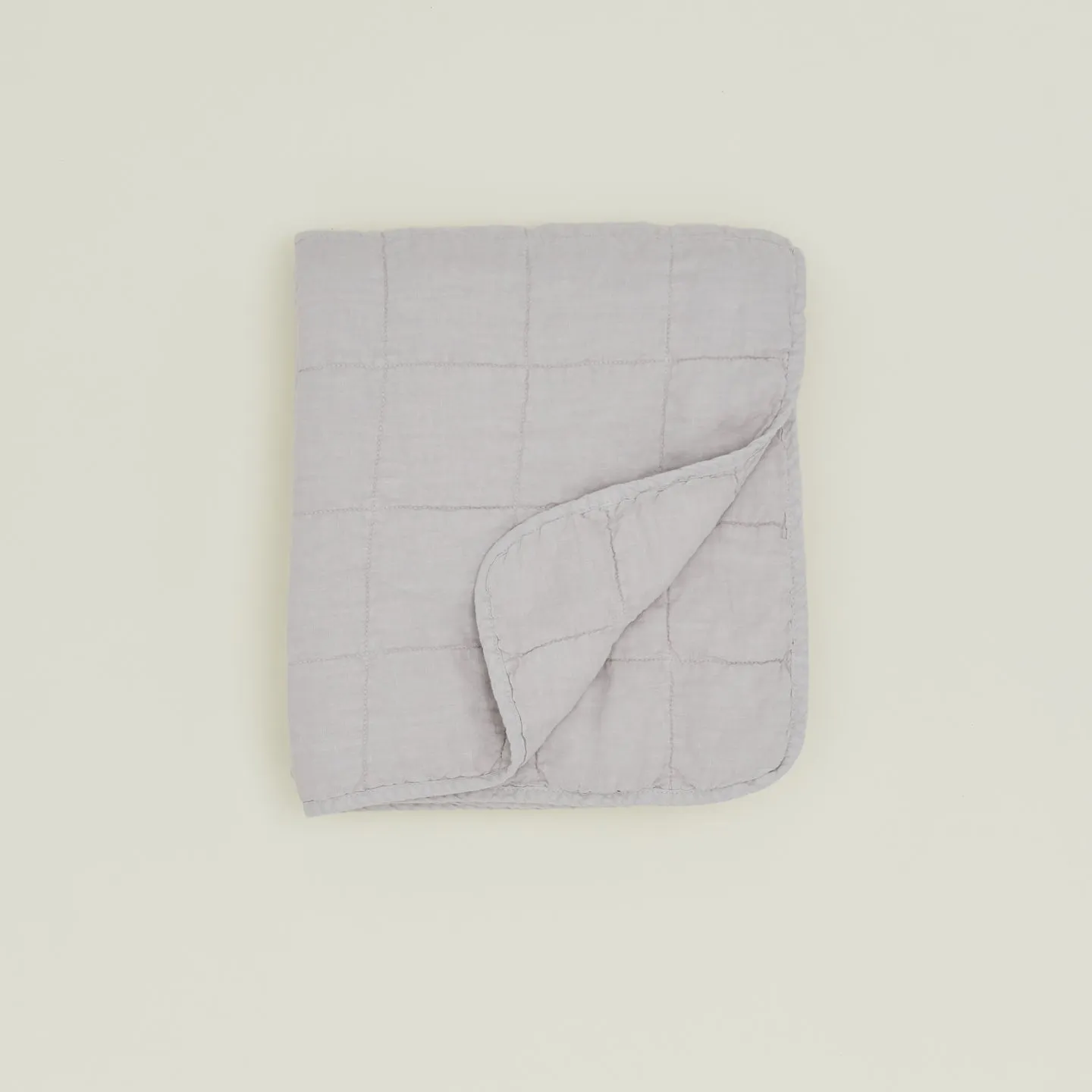 Simple Linen Quilted Throw - Light Grey