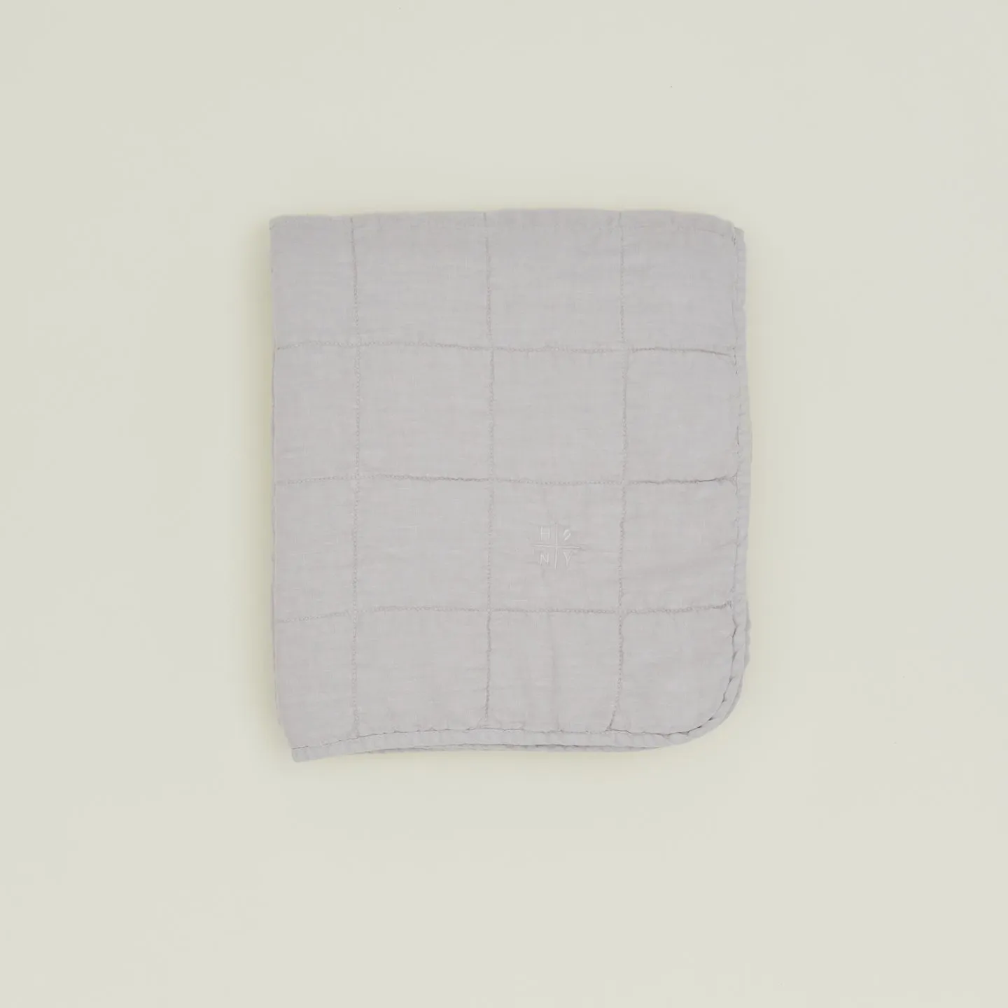 Simple Linen Quilted Throw - Light Grey