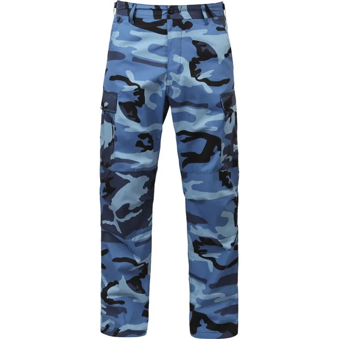 Sky Blue Camouflage - Military BDU Pants - Polyester Cotton Twill