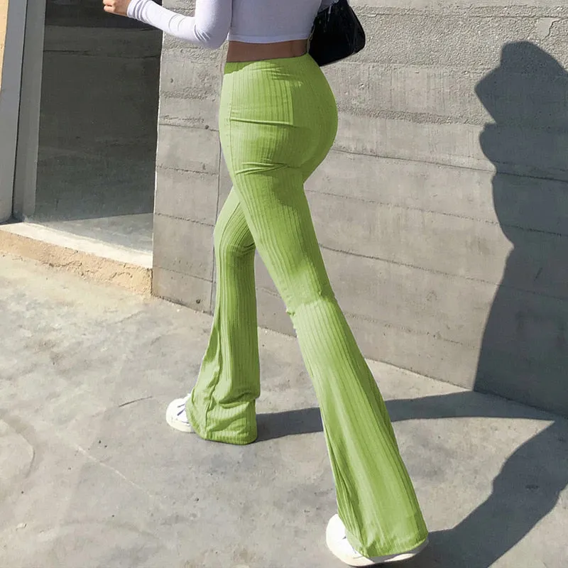 Slim High Waist Bell Bottom Flare Pants