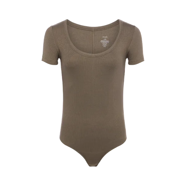 Slinky Rib Short Sleeve Bodysuit | Mocha