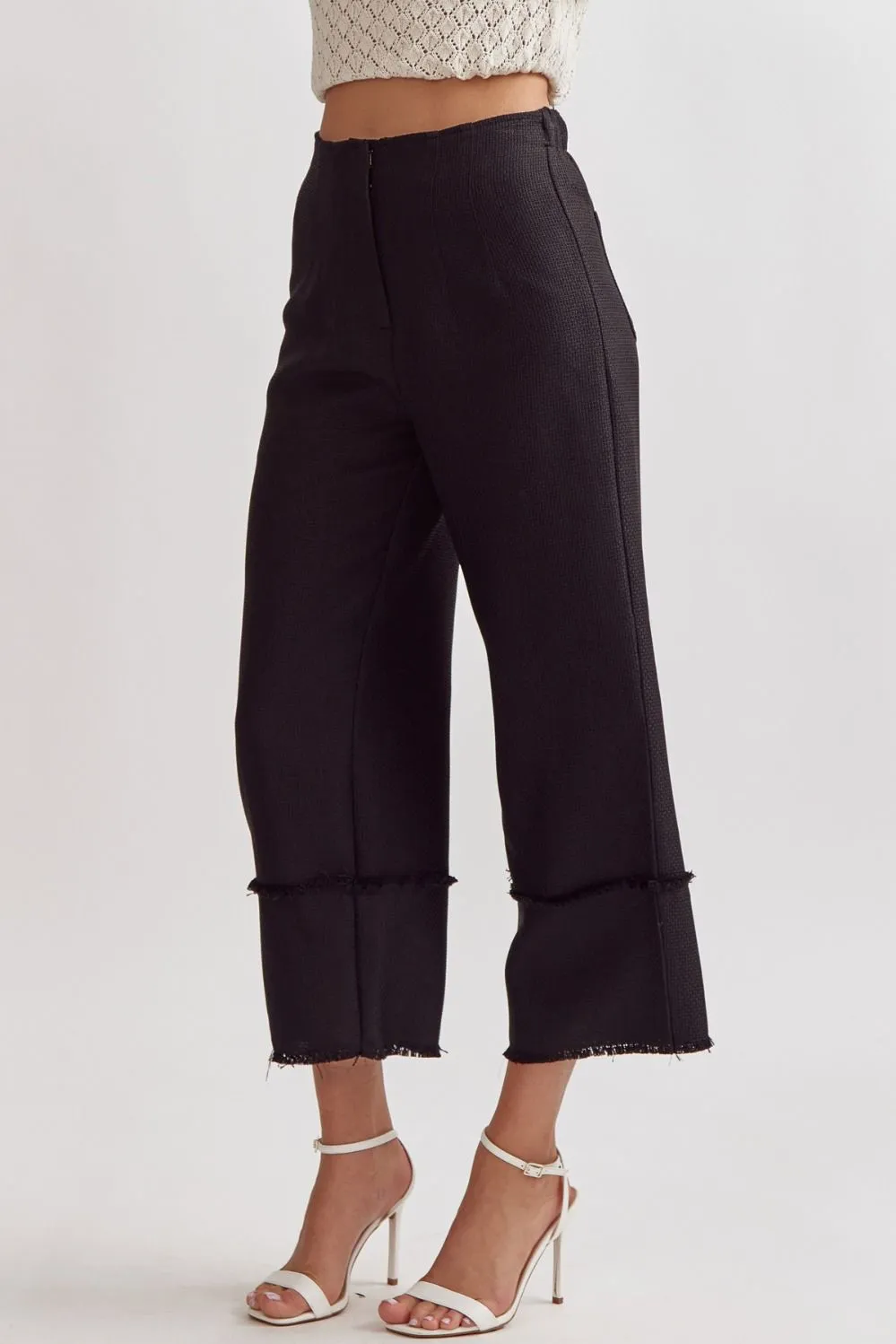 Solid High Waisted Wide Leg Pants