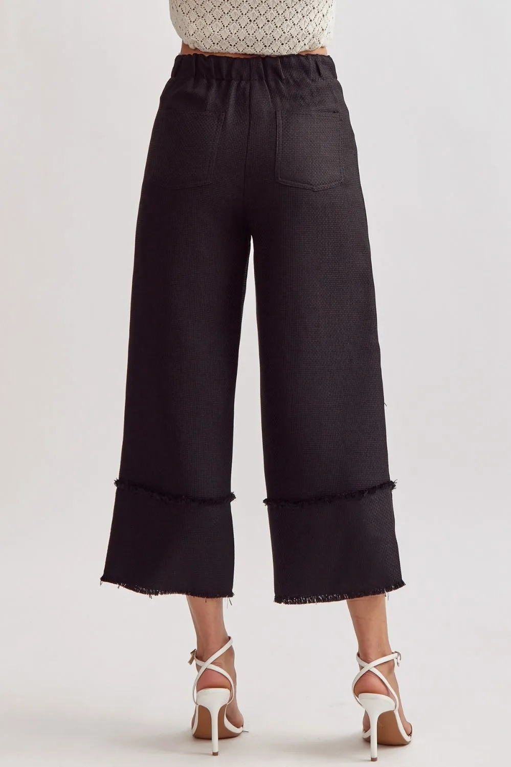 Solid High Waisted Wide Leg Pants