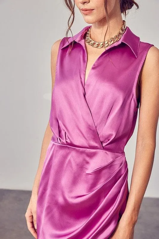 Sophisticated Collar Wrap Cocktail Dress