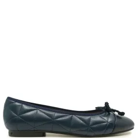 Spain Co Navy Quilted Captoe Ballet Flat