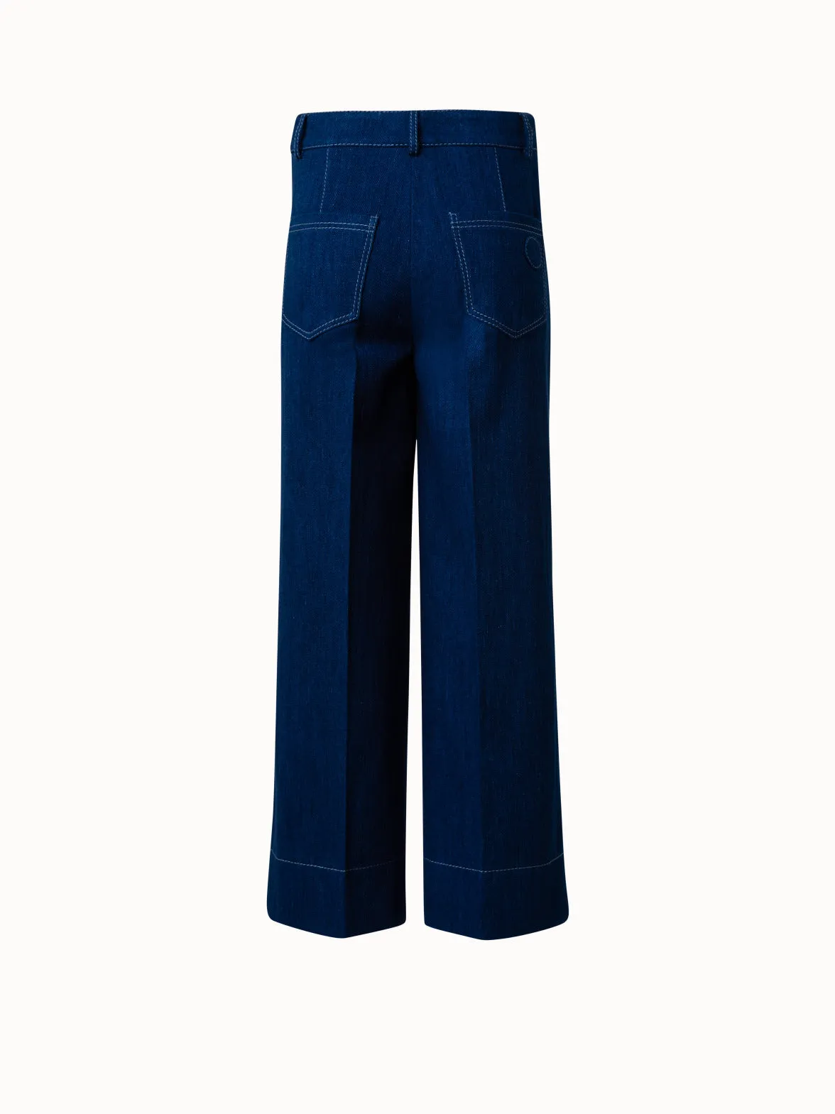 Stretch Denim Cropped High Waist Pants