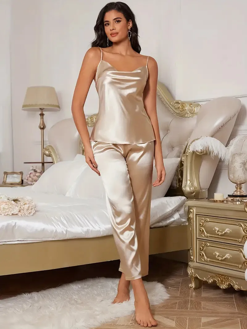 Stylish Satin Cami and Pant Set