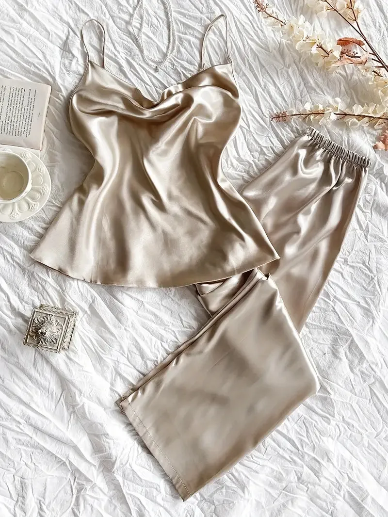 Stylish Satin Cami and Pant Set