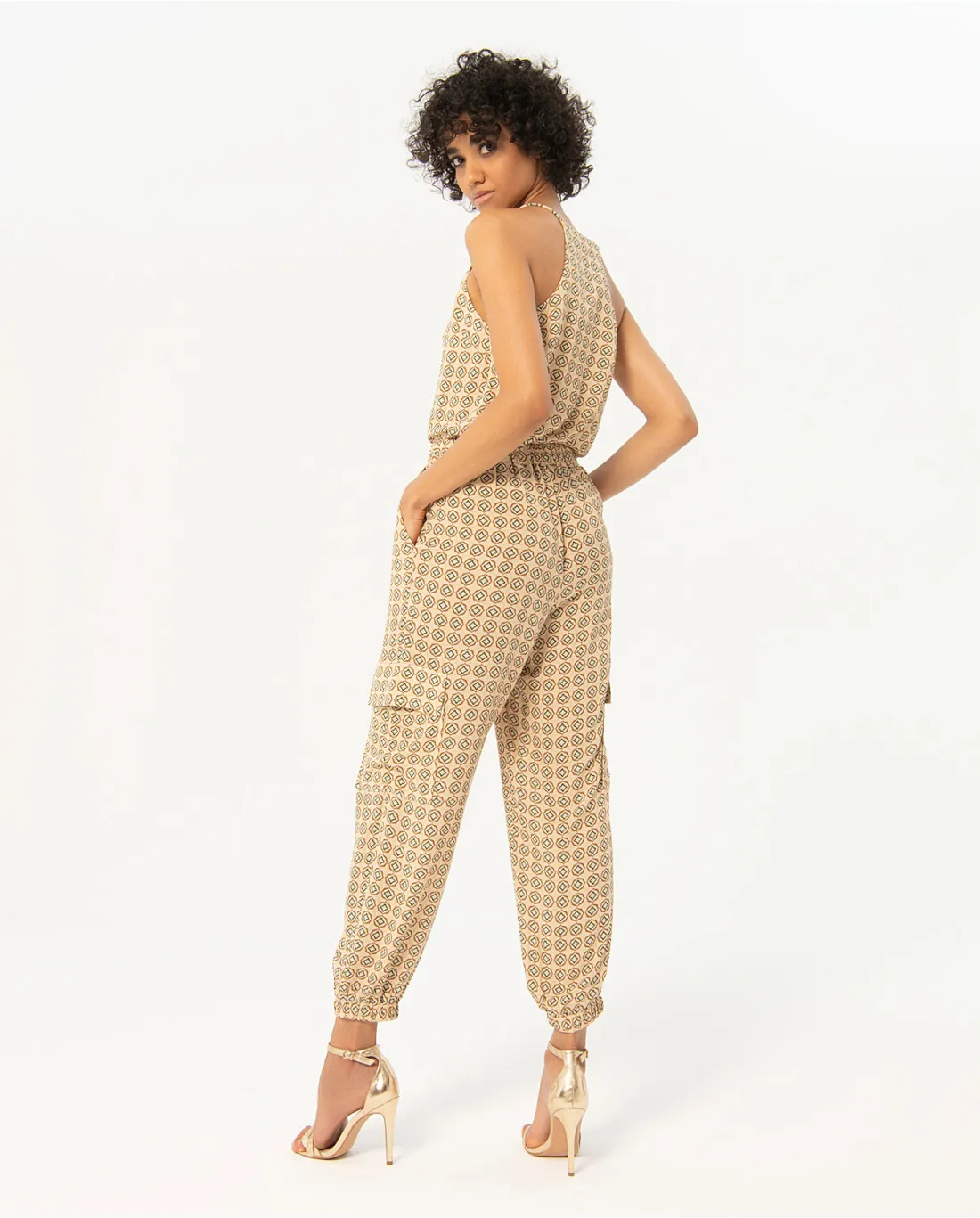 Surkana Printed Cargo Pants - Beige