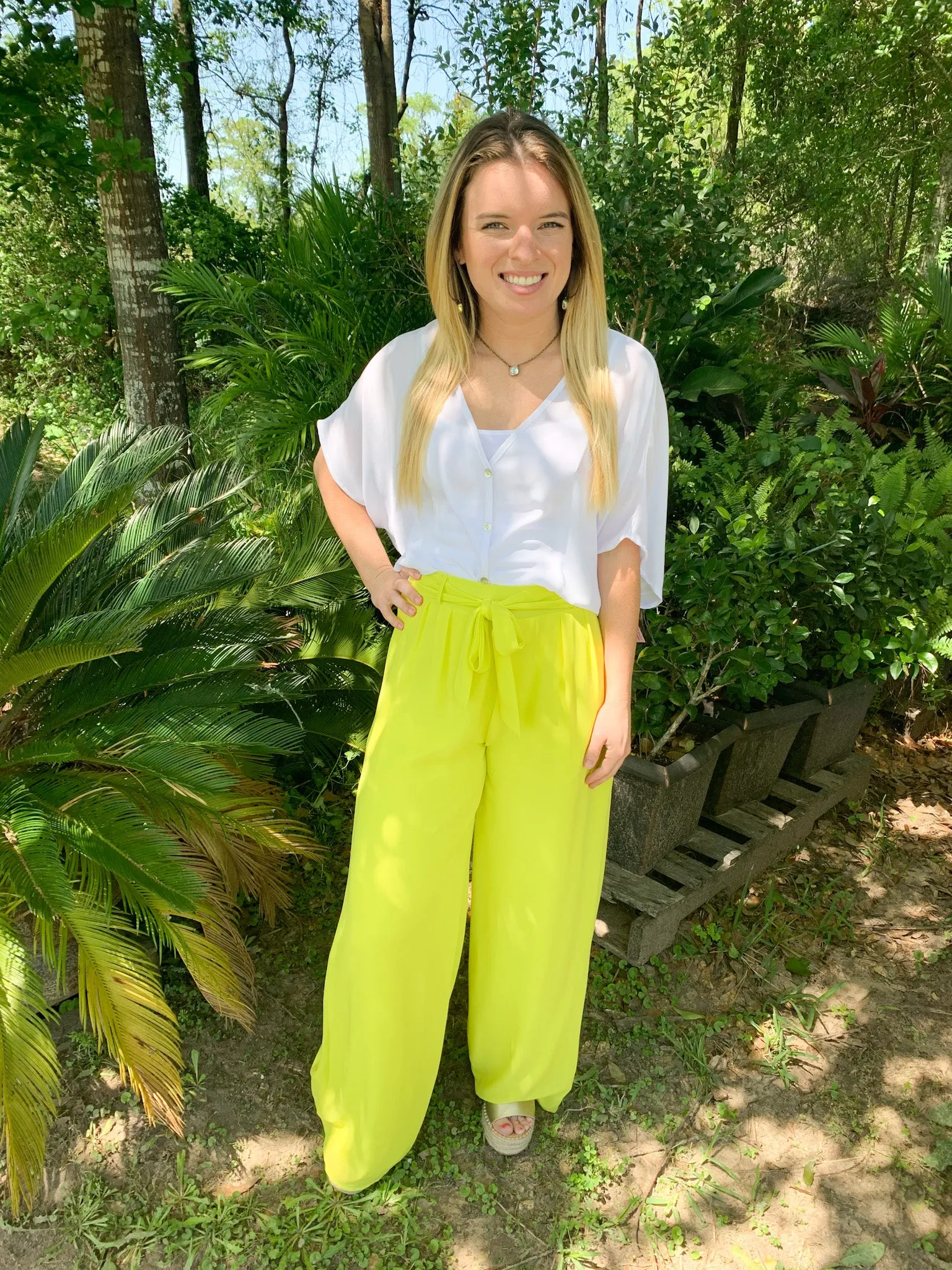 Take My Advice Wide Leg Pants in Lime Green