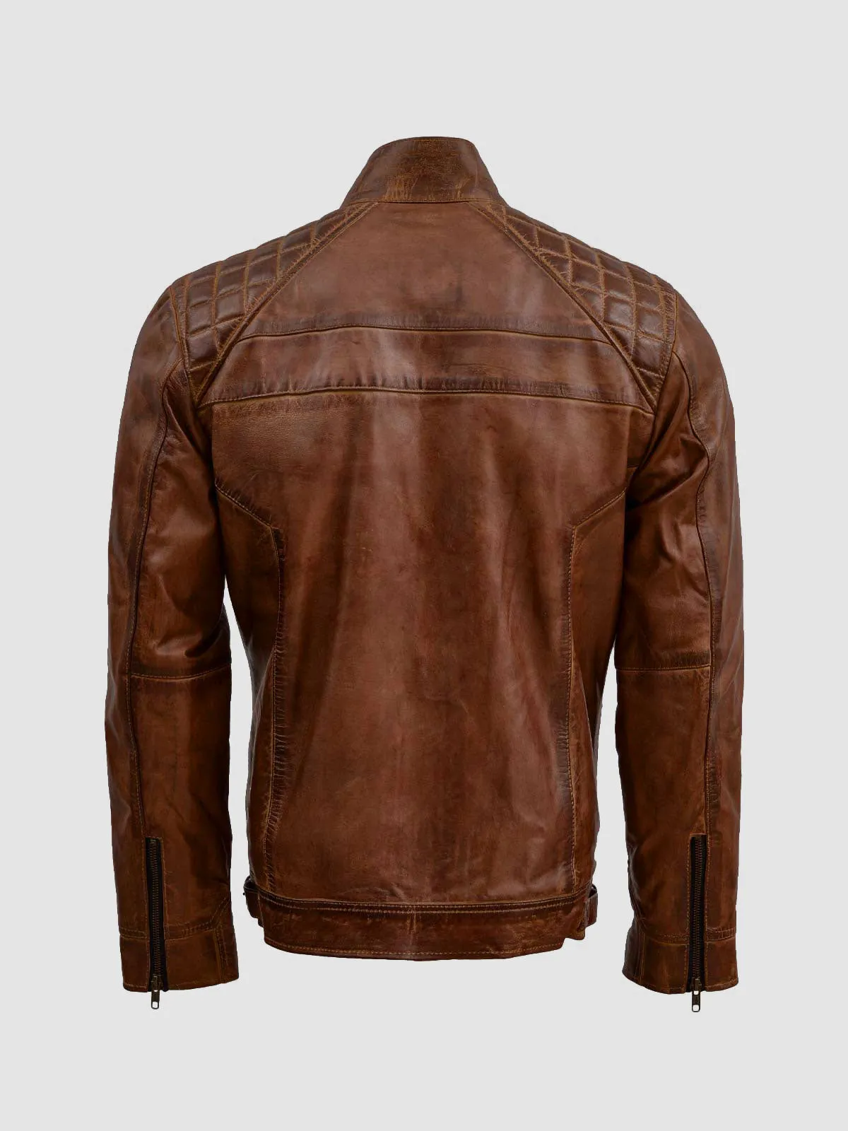 Tan Brown Waxed Leather Jacket