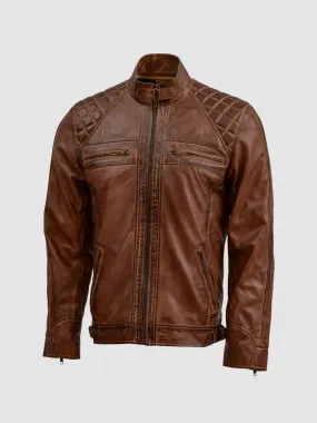 Tan Brown Waxed Leather Jacket