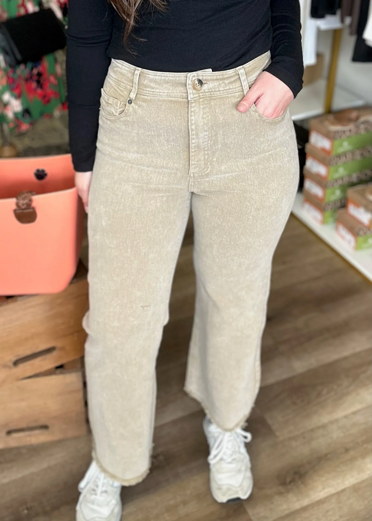 Taupe Wide Leg Jeans