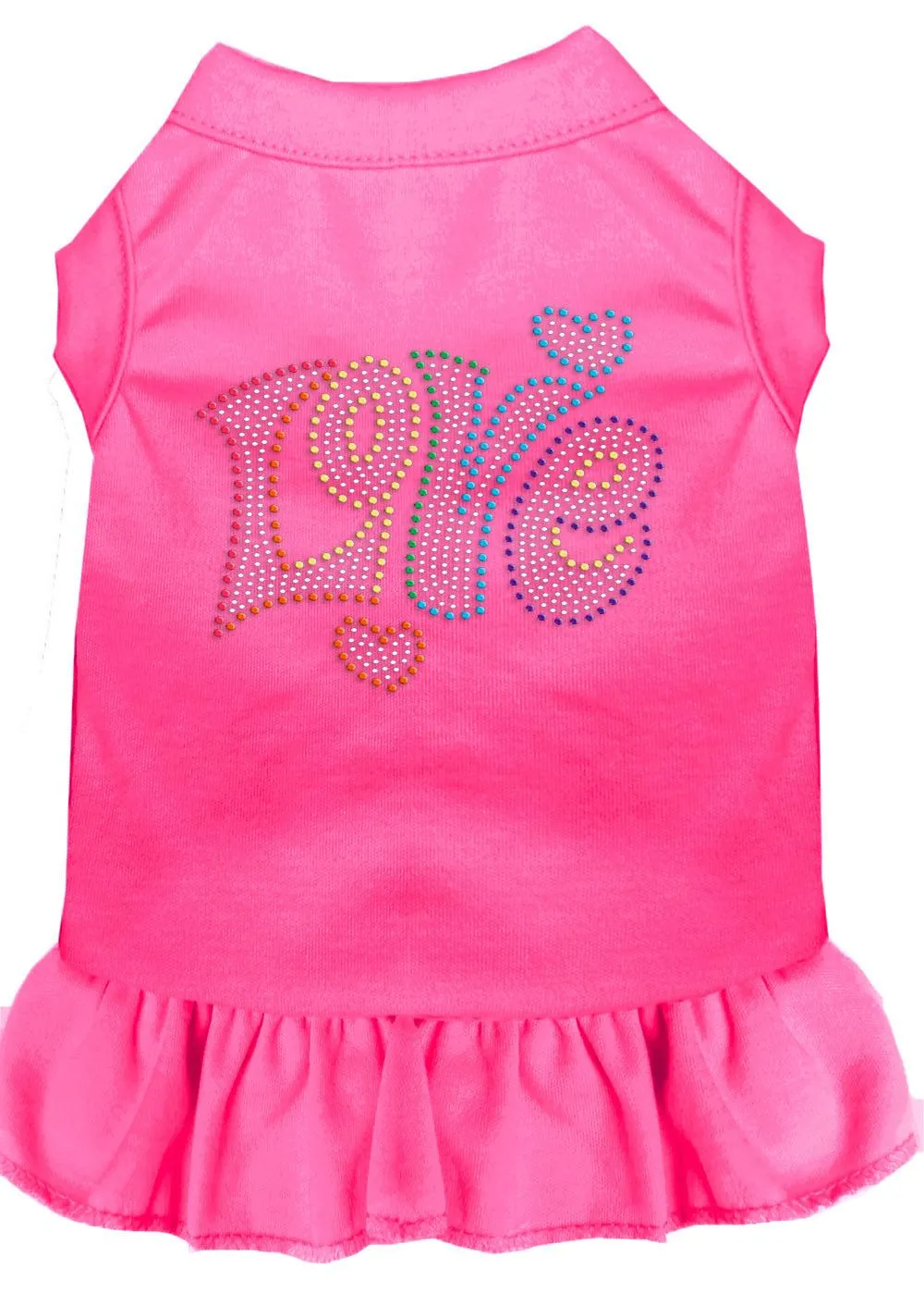 Technicolor Love Rhinestone Pet Dress Bright Pink Sm (10)