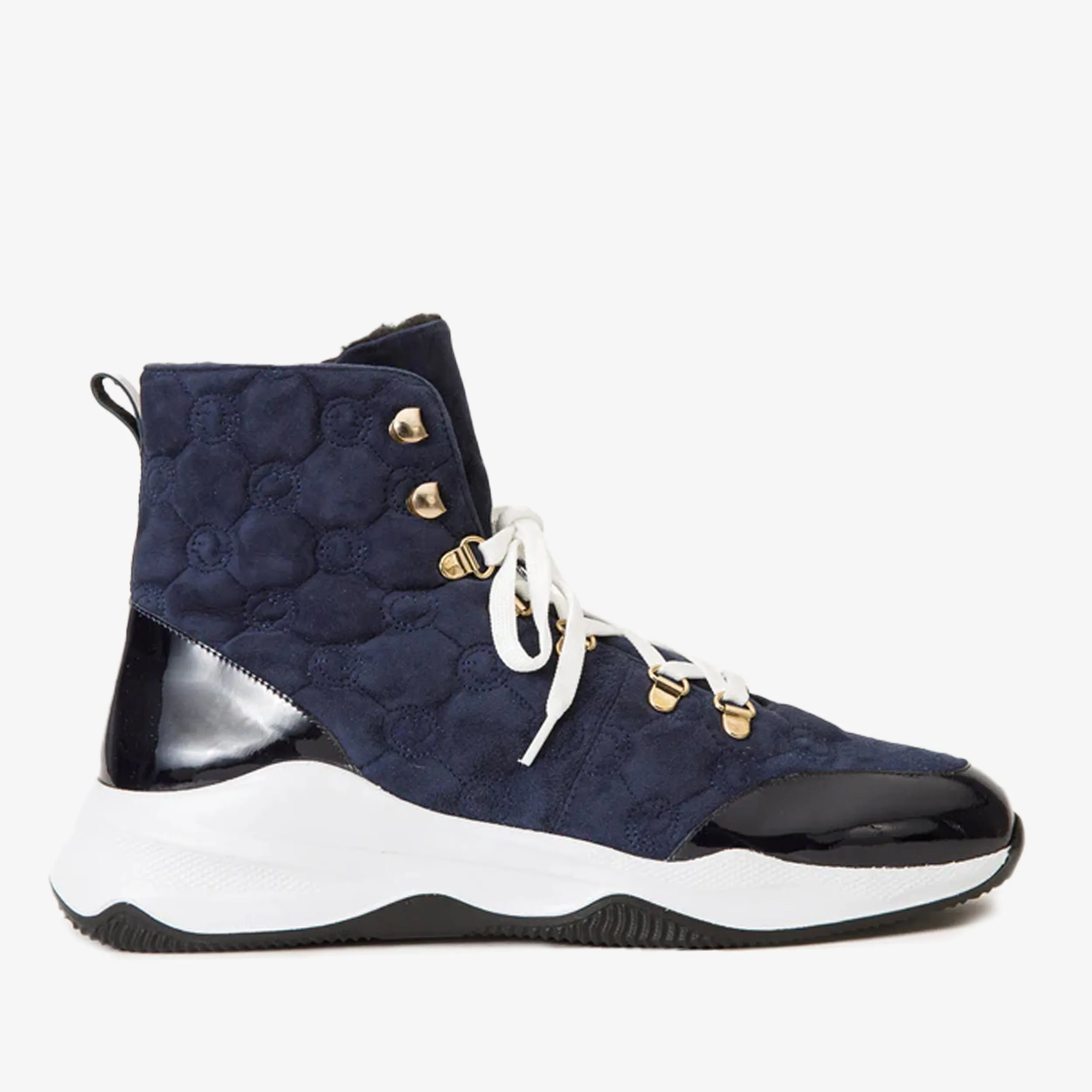 The Cambridge Navy Blue Suede Quilted Leather Ankle Women Boot