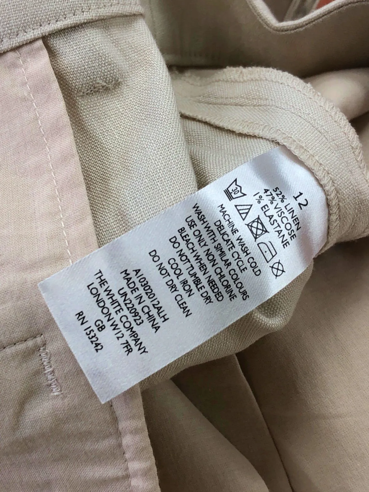 The White Company Beige Trousers UK 12