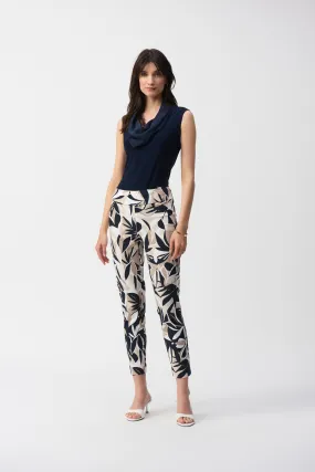 Tropical Leaf Print Slim Trousers <span>251001<span>