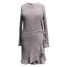 Tween Ribbed Mock Neck Wrap Dress