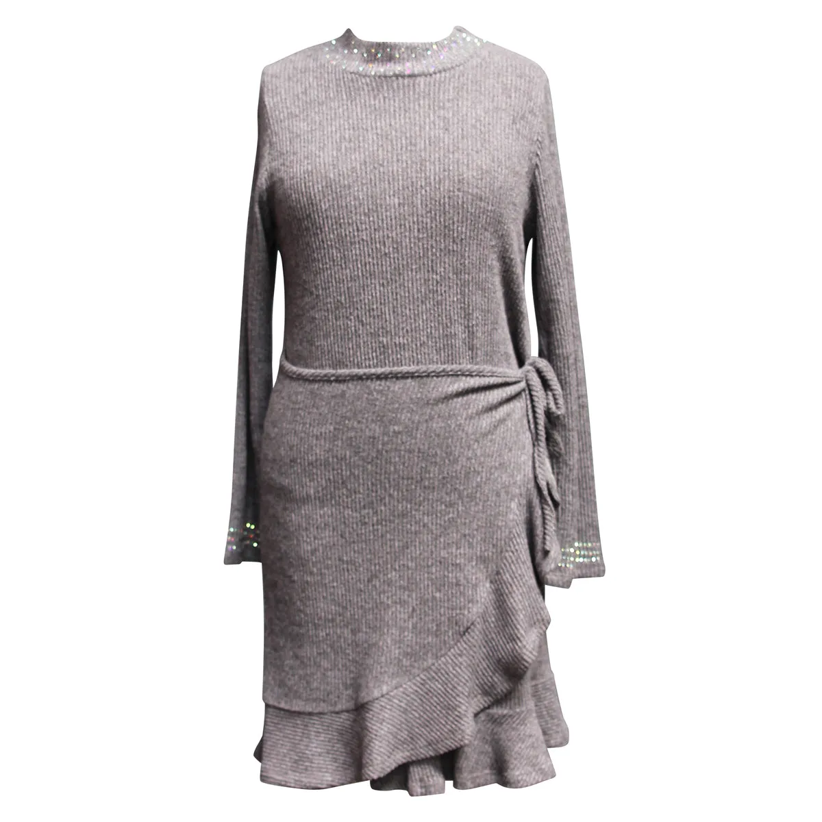 Tween Ribbed Mock Neck Wrap Dress