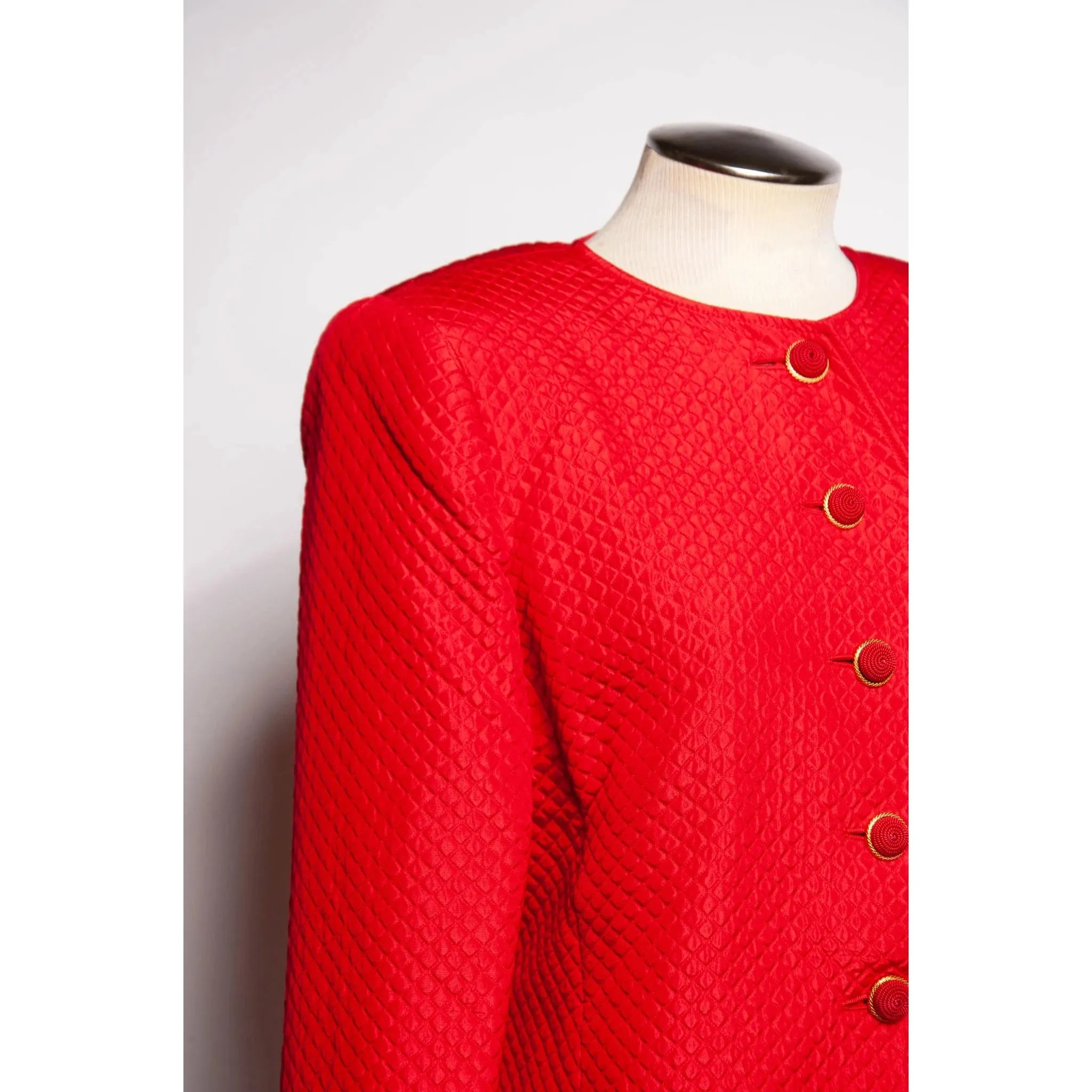 Valentino Night Quilted Red Silk Bow Jacket | L