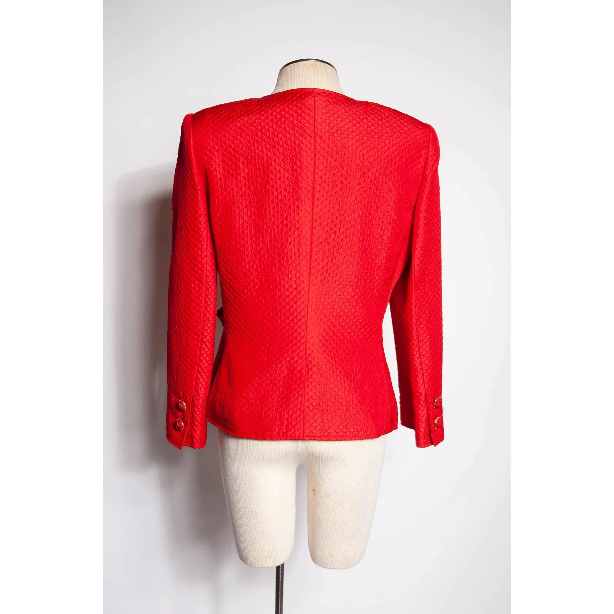 Valentino Night Quilted Red Silk Bow Jacket | L