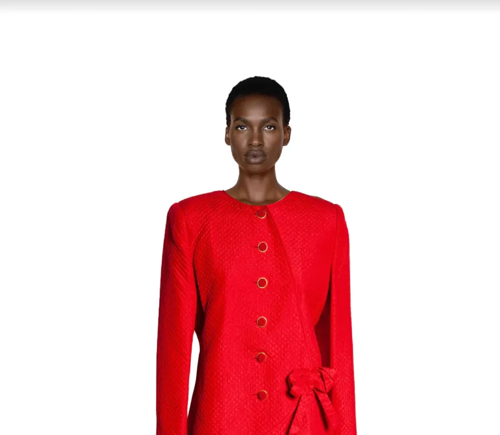 Valentino Night Quilted Red Silk Bow Jacket | L