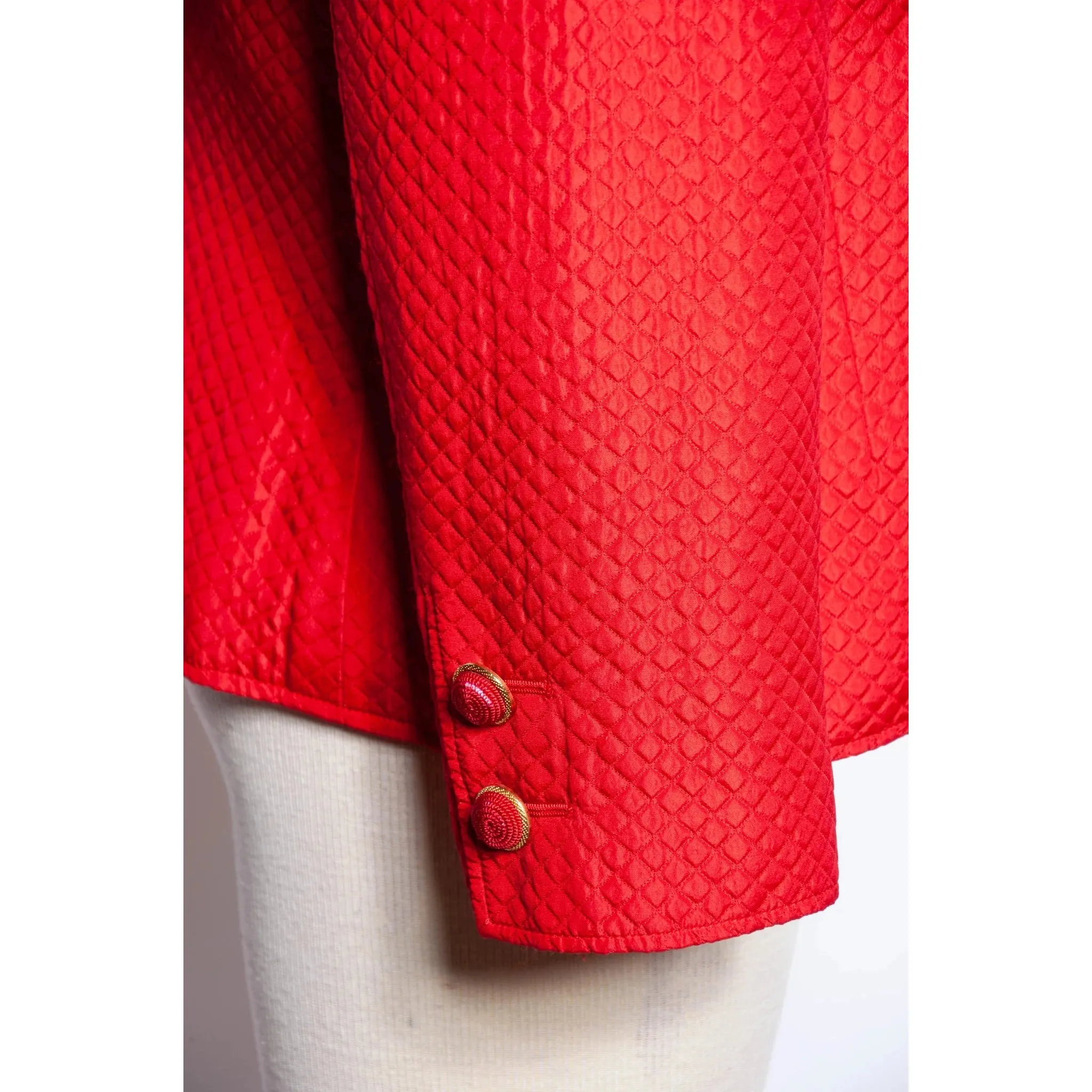 Valentino Night Quilted Red Silk Bow Jacket | L