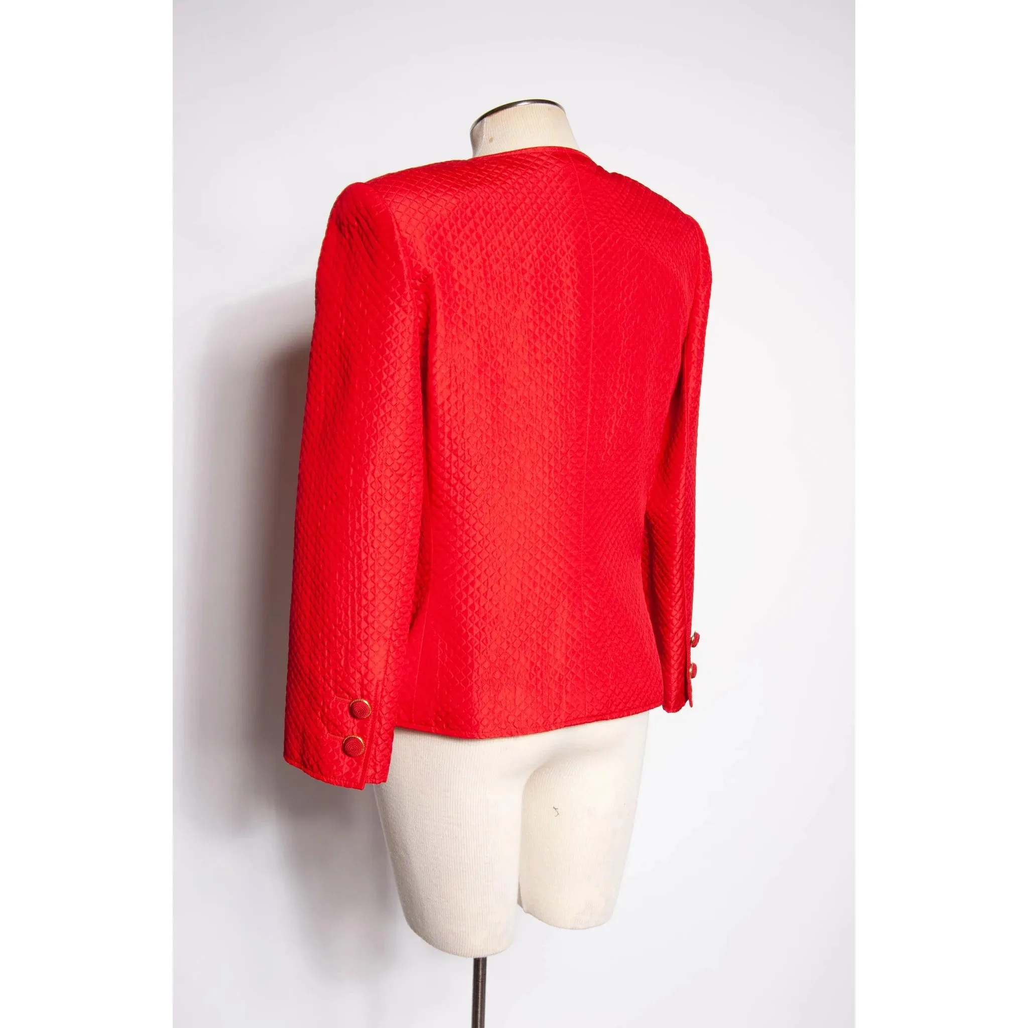 Valentino Night Quilted Red Silk Bow Jacket | L