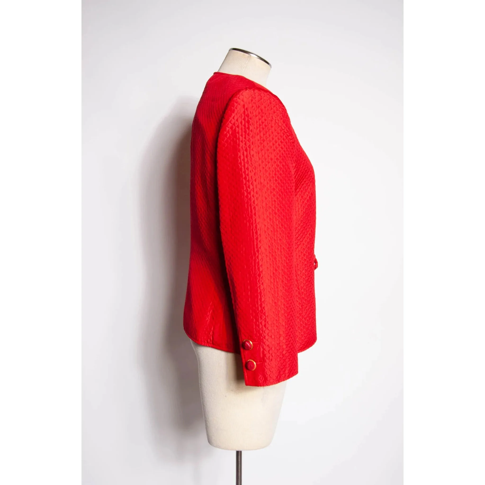 Valentino Night Quilted Red Silk Bow Jacket | L