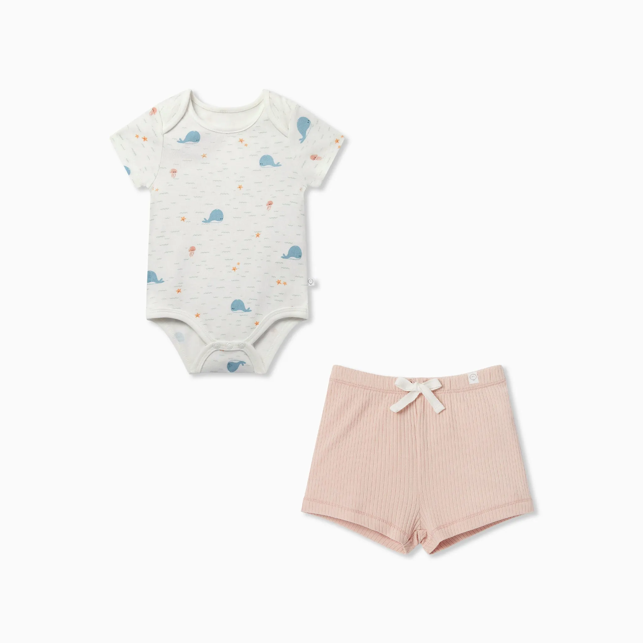 Whale Short Sleeve Bodysuit & Ribbed Shorts Outfit