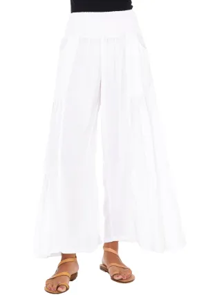 Wide Leg High Waist Boho Ruffle Palazzo Pants with Pockets