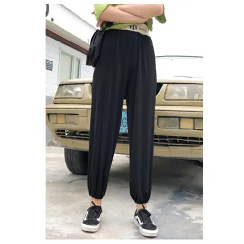 Wide Leg Pants Women Alphabets Bell Bottoms Floor Length Loose Casual Jogger