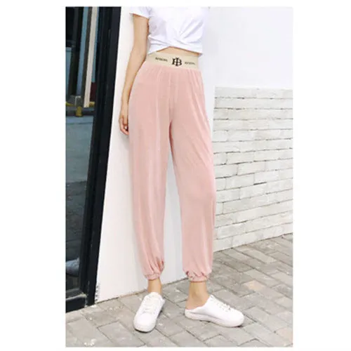 Wide Leg Pants Women Alphabets Bell Bottoms Floor Length Loose Casual Jogger