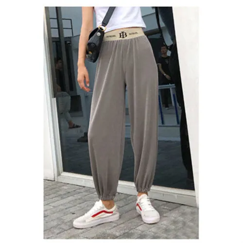 Wide Leg Pants Women Alphabets Bell Bottoms Floor Length Loose Casual Jogger