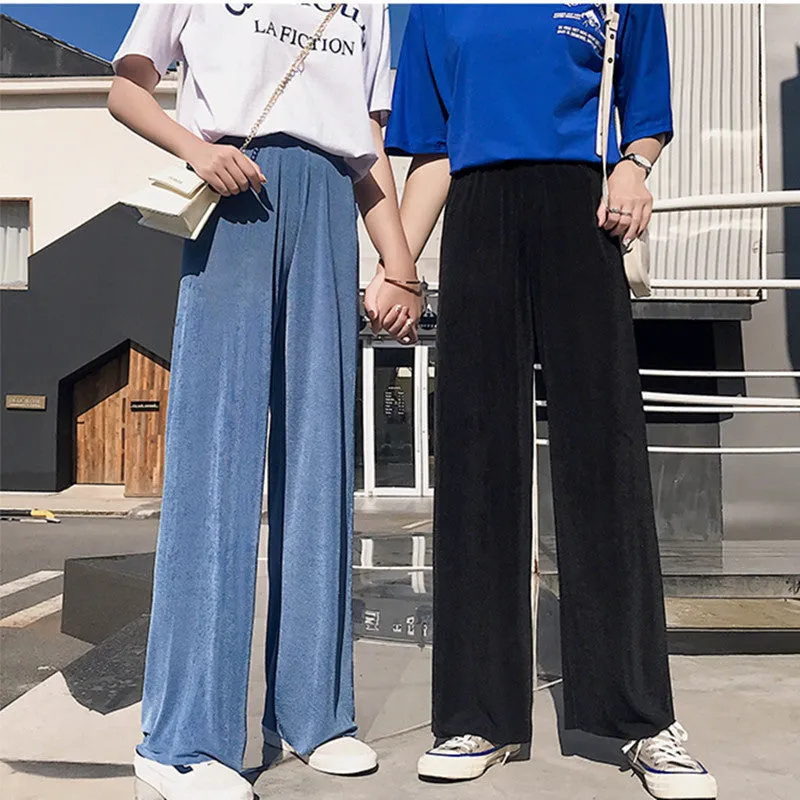 Wide Leg Pants Women Alphabets Bell Bottoms Floor Length Loose Casual Jogger