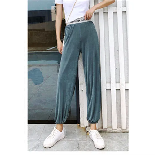 Wide Leg Pants Women Alphabets Bell Bottoms Floor Length Loose Casual Jogger