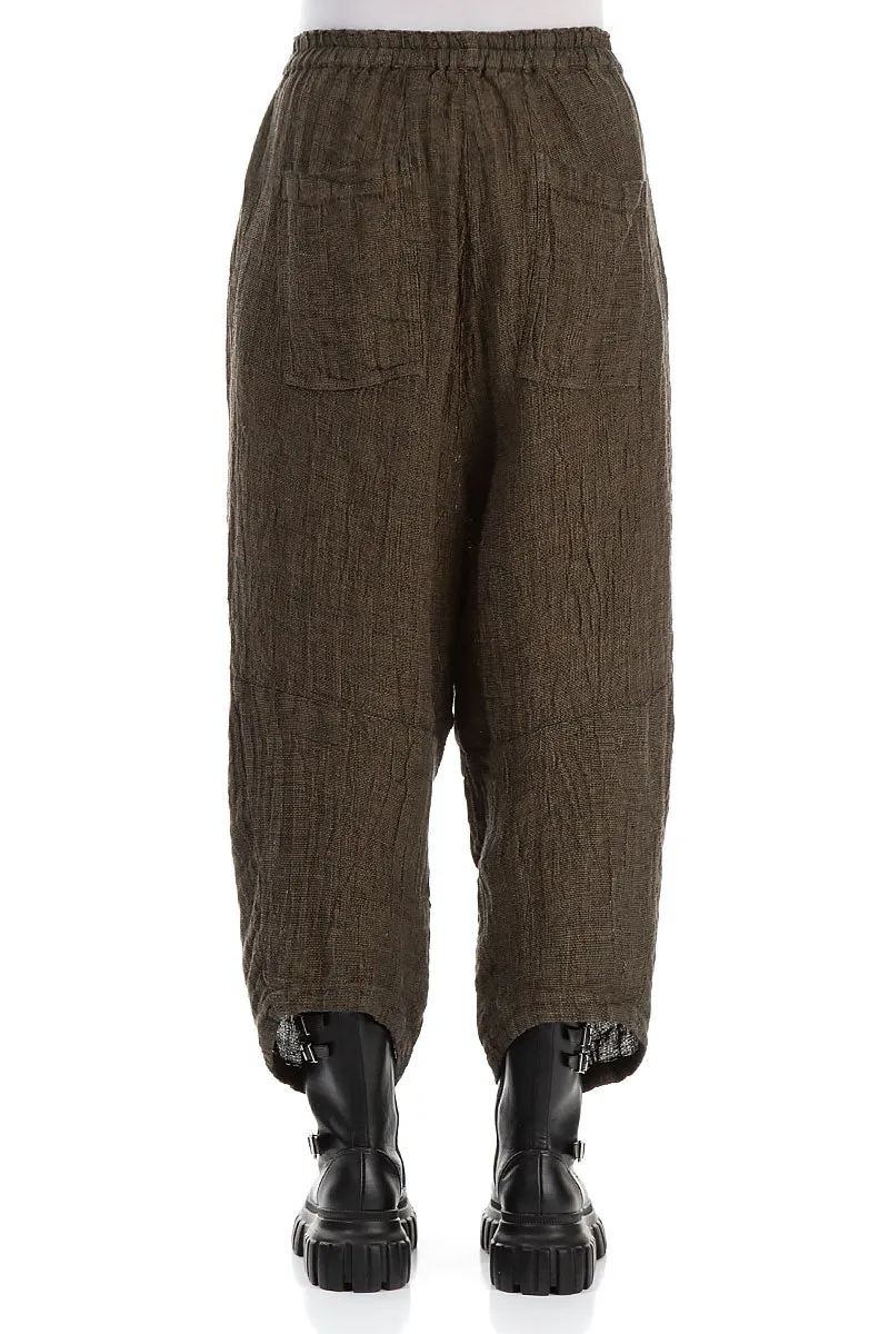 Wide Tie Up Silver Sage Mélange Linen Trousers