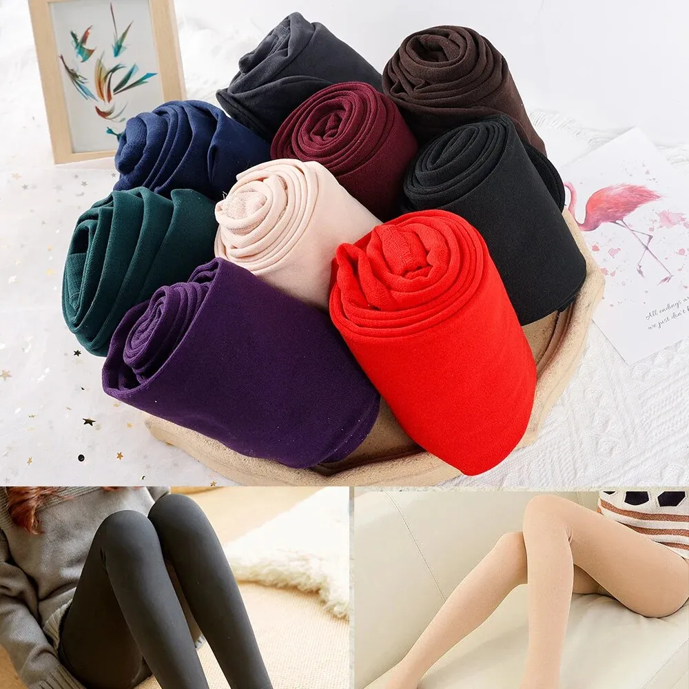 Winter Thicken Thermal Pantyhose Woman Fleece Tights Sexy Warm Solid Stockings Slim Elastic Velvet Pantyhose Female Leggings