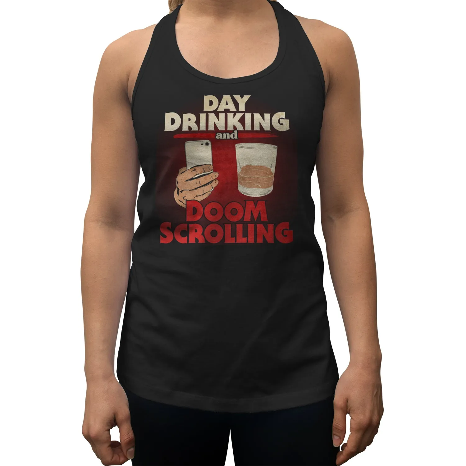 Women's Day Drinking and Doom Scrolling Racerback Tank Top