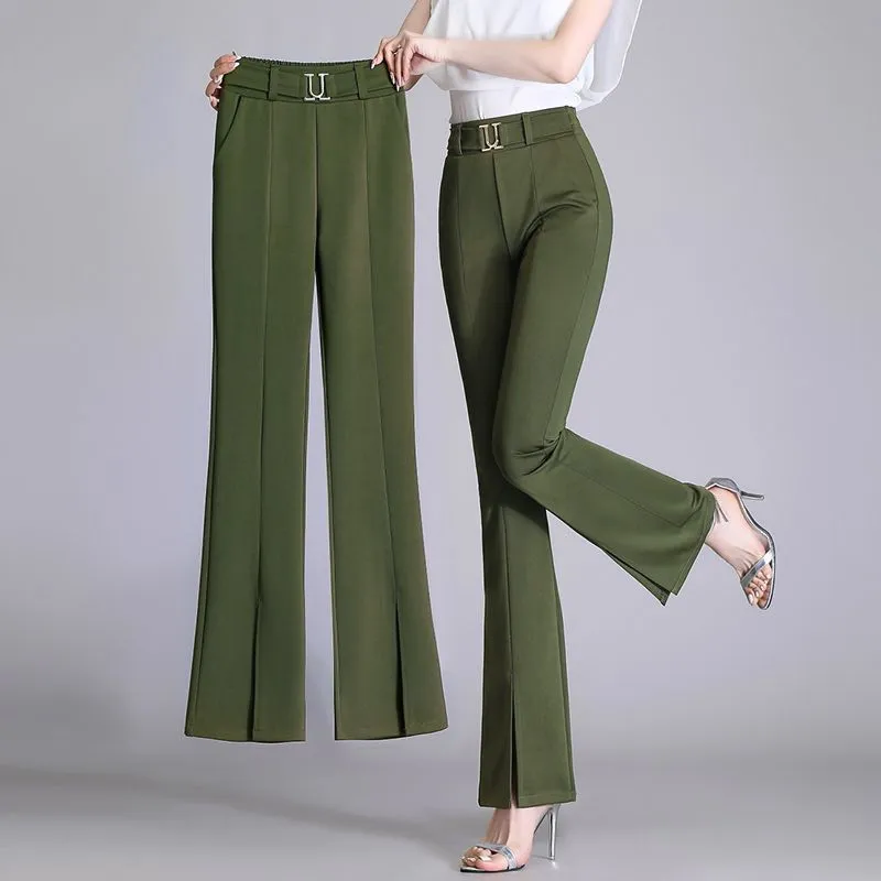 Women's High Waist Casual Wide And Long Cropped Pants