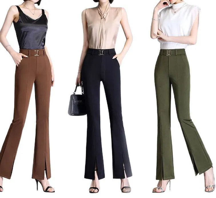 Women's High Waist Casual Wide And Long Cropped Pants