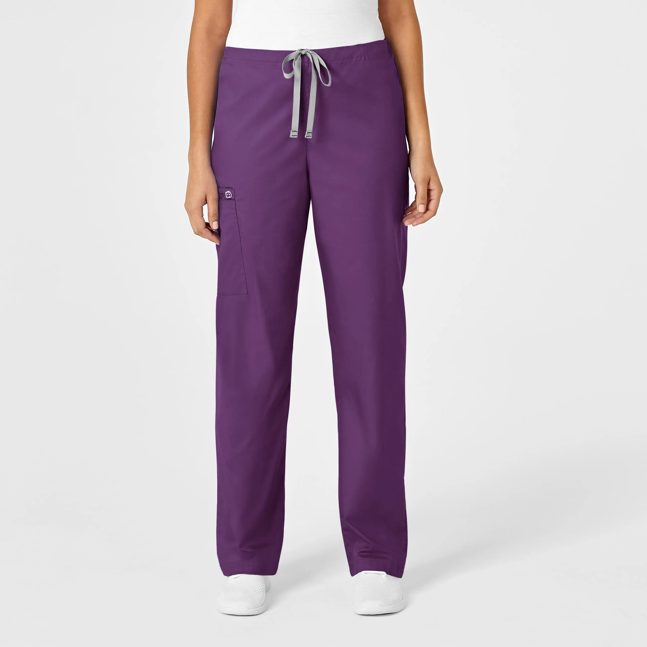 WonderWORK Unisex Drawstring Cargo Scrub Pant - Eggplant